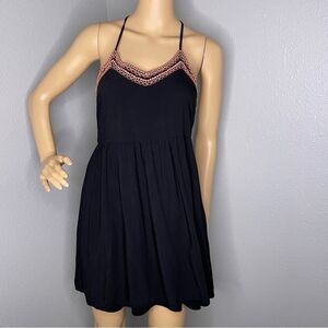 Dina Be Black V-neck Dress Spaghetti Straps Racerback Beaded Size Medium